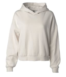 A cream-coloured hoodie with a relaxed fit and large hood, featuring a simple design and no visible branding.