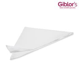 A white triangular napkin, neatly folded, with a logo in the corner. The product is part of a four-pack.