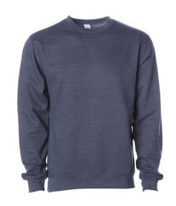 A navy blue crewneck sweatshirt with long sleeves and a logo on the front.