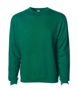 A green men's crew sweatshirt displayed against a plain background, featuring long sleeves and a classic fit.