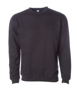 A black crew neck sweatshirt with long sleeves, featuring a simple design and no visible branding.