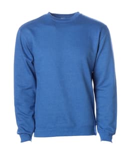 A blue crew sweatshirt featuring long sleeves and a round neckline, with a small logo on the front.