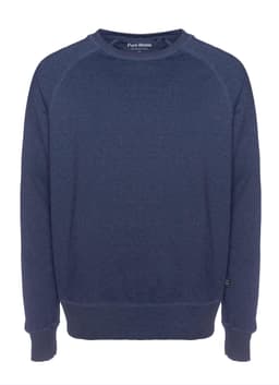 A navy sweatshirt with a relaxed fit and a crew neck design, featuring branded detailing.