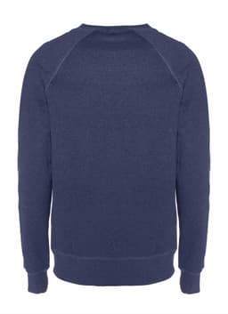 A navy sweatshirt with a crew neck and ribbed cuffs, featuring a plain design and no visible logos.