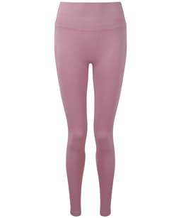 Ribbed seamless sport leggings in a soft mauve colour, featuring a high waistband and form-fitting design.