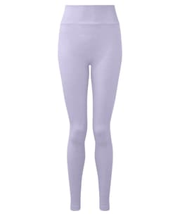 Purple seamless leggings made from recycled material, featuring a high waistband and a fitted design.