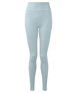 Light blue seamless leggings made from recycled material, featuring a fitted design and no visible branding.