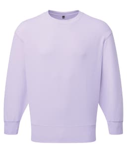 A unisex sweatshirt in a light lavender colour, featuring long sleeves and a relaxed fit. It has a small logo.