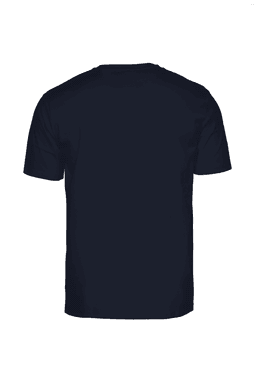 A navy blue men's t-shirt with a plain back and no visible branding.