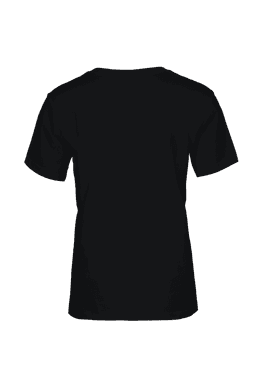 A black women's t-shirt displayed from the back, featuring short sleeves and a simple design.
