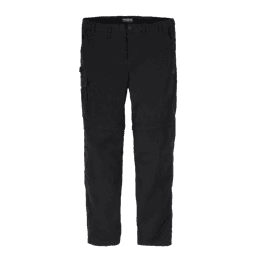 A pair of black tailored trousers with pockets, designed for workwear. The trousers feature a logo on the waistband.