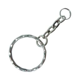 A silver split ring chain keyring with a textured circular ring and linked chain segments.