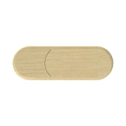 A light wooden eco-friendly LED flash drive with a smooth, oval design; features a logo on its surface.