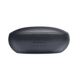 A black charging case for Leeds TWS earbuds, featuring a sleek design and a logo on the surface.