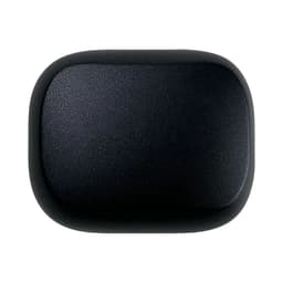 A black charging case for TWS earbuds, featuring a smooth surface and rounded edges, includes a logo.