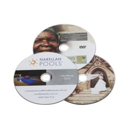Three DVDs featuring colour images and text, with a logo present on each disc.