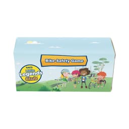A customised box featuring a colourful design with cartoon characters engaged in bike safety activities.