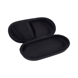 A black zippered case with a mesh pocket inside, featuring a durable exterior and a soft interior.