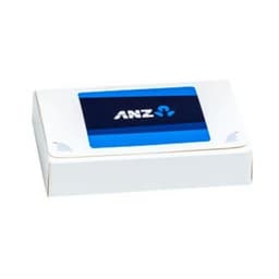 A white box containing mints, featuring a blue and black logo on the top.