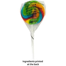 Medium candy lollipops in mixed colours, wrapped individually with a stick at the base.