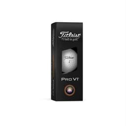 A black box containing three white golf balls, labelled Pro V1, featuring a logo.