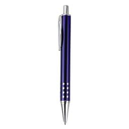 A metal pen in a vibrant purple colour with a polished silver clip and decorative holes on the barrel.