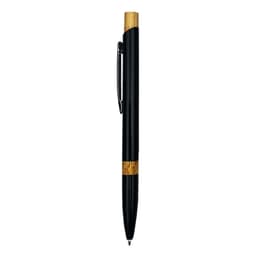 A black metal pen with a bamboo accent and a silver clip. The pen features a logo on its body.
