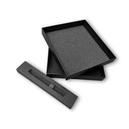 A black gift box set with a textured interior, including a separate lid and a smaller compartment insert.