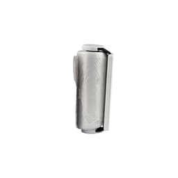 A grey pet bag dispenser with a clip for easy attachment and a roll of bags inside.