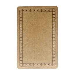 A brown playing card featuring a simple border design. The card is made from recycled materials.