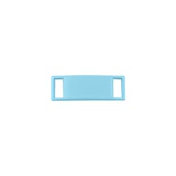 A blue luxury shoelace charm with two rectangular openings. It features a simple design and has a smooth surface.