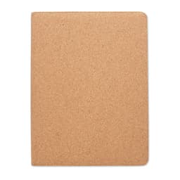 A notebook with a textured cork cover, featuring a neutral brown colour and a simple, minimalist design.