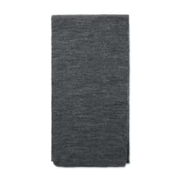 A grey scarf made from a textured knit fabric, featuring a simple rectangular design. It has no visible branding.