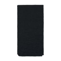 A black linen rectangular cloth with a textured appearance and raw edges. It has no visible logos or branding.