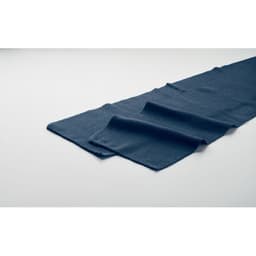 A dark navy fabric laid out flat, featuring folds along its length.