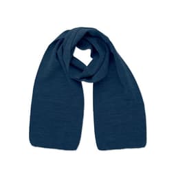 A scarf in deep navy blue, elegantly draped to showcase its soft texture and fluid design.