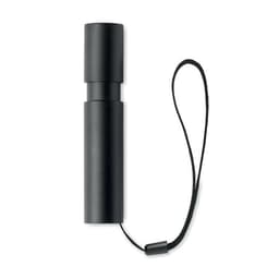 A drink bottle in a sleek black finish, featuring a wrist strap for easy carrying and a simple cylindrical design.