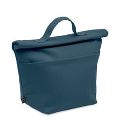 A bag in a deep teal colour with a fold-over top and a carry handle, featuring a front pocket.