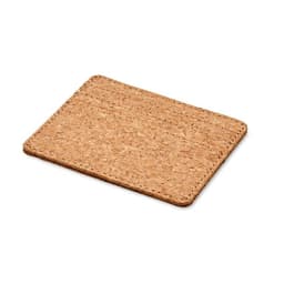 A cork mouse pad with a textured surface and stitched edges, featuring a natural beige colour.