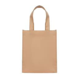 A tote bag in a neutral beige colour with two shoulder straps and a simple design.