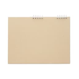 A brown, rectangular notepad with a spiral binding at the top. No visible text or designs.