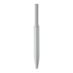 A pen in a sleek, minimalistic design, featuring a smooth white casing and a pointed tip.