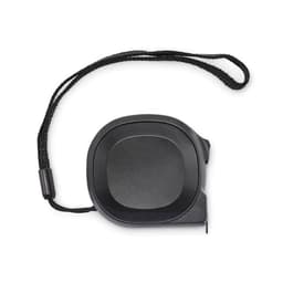 A measuring tape in black with a textured grip and a convenient wrist strap for easy handling.