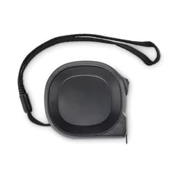 A measuring tape in black with a textured surface and a braided strap for easy handling.