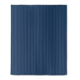 A navy blue drink bottle with a ribbed texture and a small, circular logo at the bottom.