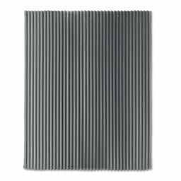 A textured grey bath mat with vertical ribbed design. The mat has a soft, plush appearance.