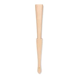 A wooden shoehorn with a long handle, featuring a smooth, natural wood finish. It has a simple design without branding.