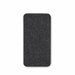 A dark grey felt product with a smooth texture and rounded edges, featuring a simple design and no visible branding.