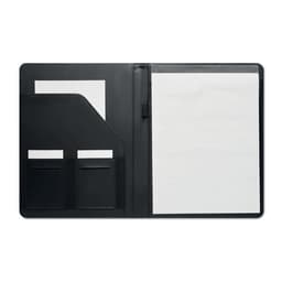 A black portfolio featuring pockets for cards and a blank notepad. Designed for professional use and organisation.