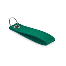 A keyring made of green felt with a metal ring, featuring a simple, sleek design.